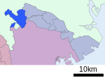 Location of Asao ward Kawasaki city Kanagawa prefecture Japan